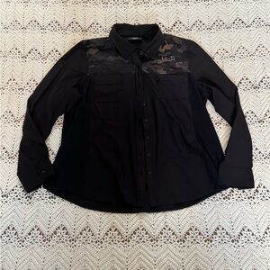 Harley Davidson Performance Shirt Women's Black Camo Reflective
Button Up SZ 1W